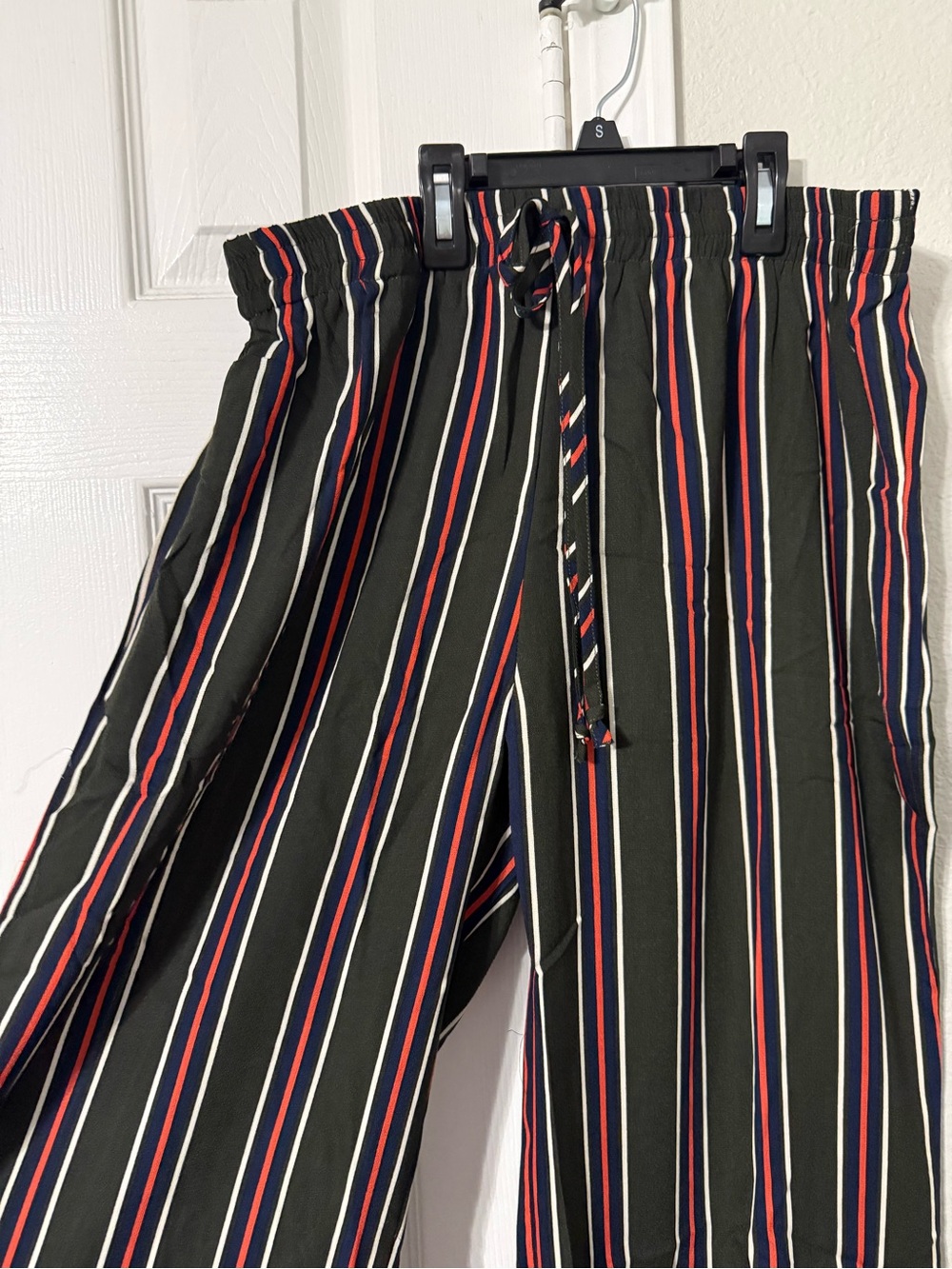 Umgee Black Slacks with Red, White & Black Stripes